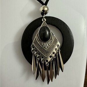 ancient silver necklaces jewelry black hollow out pendant band new no tags